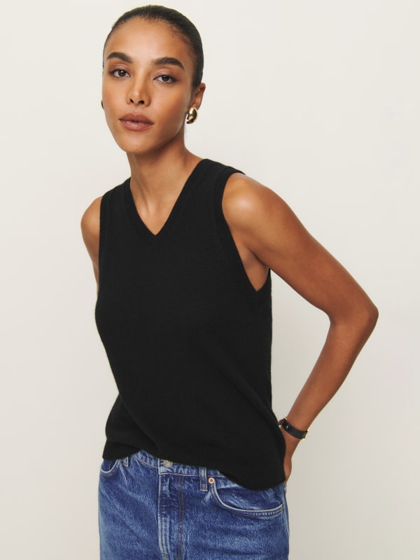Reese Cashmere Tank - Black